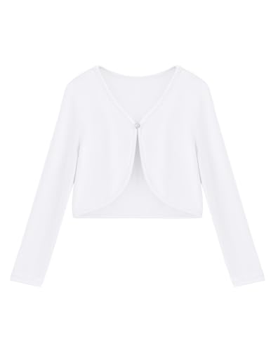 Arshiner Bolero für Mädchen mit offener Vorderseite langärmliger kurzer eleganter Cardigan-Strickpullover Strickjacke...