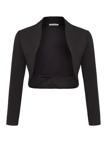 DANAEST Damen Langarm Bolero Festlich Strickjacke Schulterjacke Kurz Top (700), Grösse:M, Farbe:Schwarz