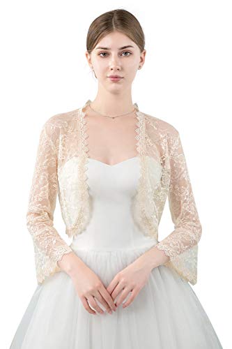 Central Chic Damen Bolero-Cardigan mit offener Vorderseite, Spitze, für Hochzeiten, Bräute, Brautjungfern,...