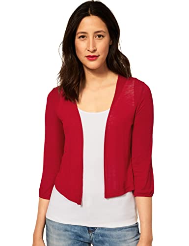 Street One Damen Style Suse Strickjacke Leichter Bolero Cardigan, Cherry red, 38