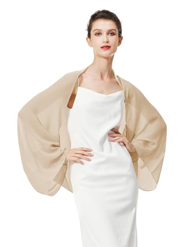 BEAUTELICATE Chiffon Schal Stola Damen Festlich Elegante Schultertuch Bolero Shrug mit Ärmel für Abendkleider...