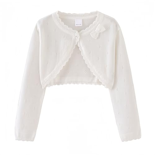 Proumhang Bolero Shrug Strickjacke für Mädchen Langärmelige Baumwollstrickpullover EIN-Knopf-Schal Jacke Sweatshirt...