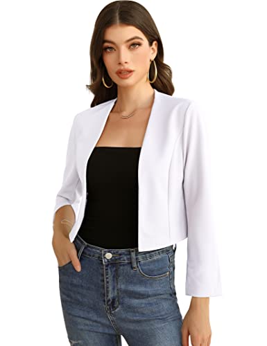 KOJOOIN Damen Bolero Langarm Strickjacke Elegant Festlich Schulterjacke（Verpackung MEHRWEG） Weiß,S