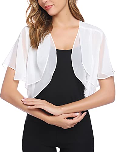 Aottori Damen Chiffon Bolero Festlich ärmellos Elegant Shrug Top Kurze Strickjacke Cardigan Open Front Bolerojacke...