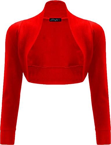 Damen Bolero Langärmlig Cropped einfarbig Größe 34-42 Gr. One size, rot