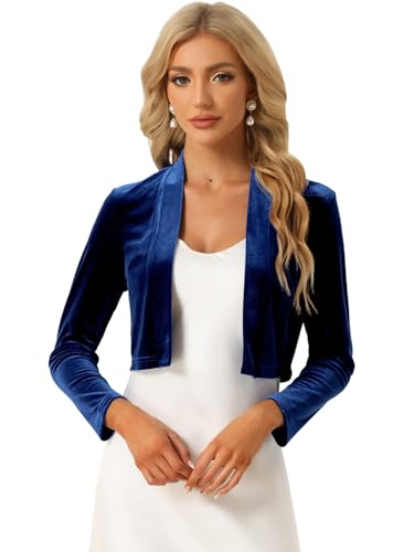 Allegra K Samt-Bolero-Jacke für Damen, St. Patrick's Day-Kostüme, lange Ärmel, offene Vorderseite, Cardigan,...